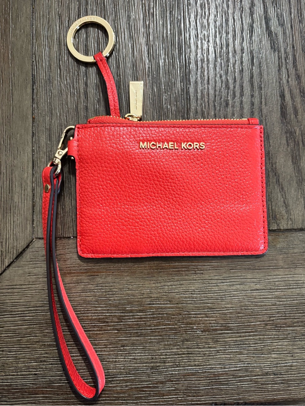 Michael Kors Pebbled Leather Zip Card Holder Wristlet
